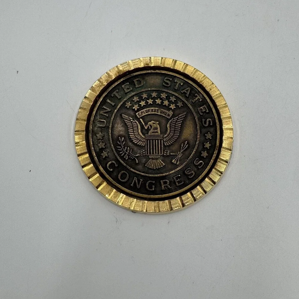 Rare United States Congress Drinking Coaster Heavy Brass Eagle Emblem